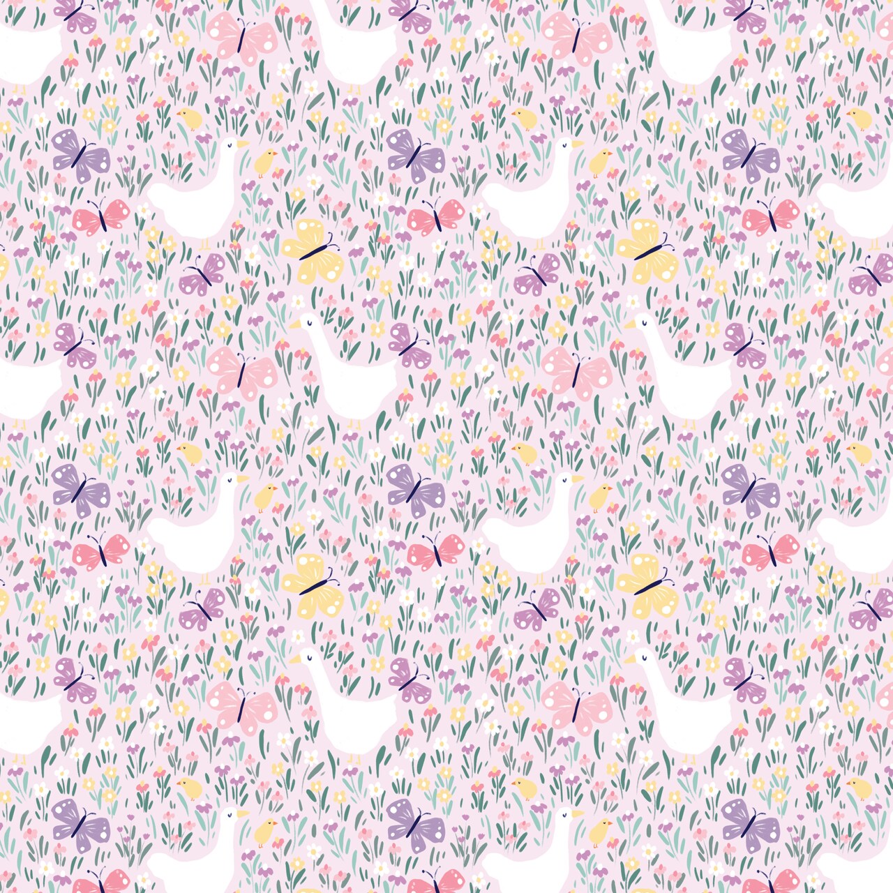 Geese and Butterflies in Pink (228425) | Bunny Blossoms | Dominika Godette | Cloud9